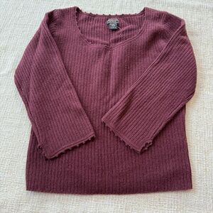 Abercrombie & Fitch LAMBSWOOL Burgundy Ribbed Sweater